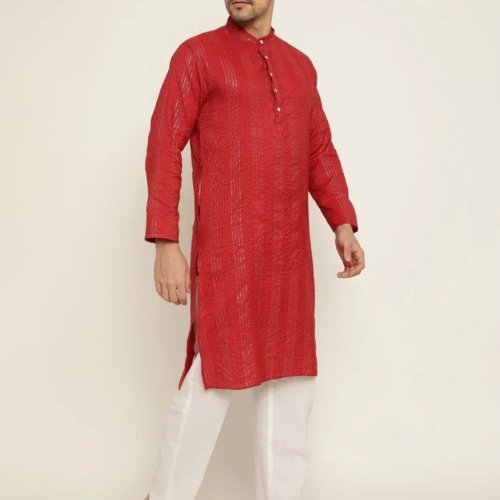 Mens Festive Tussar Silk Kurta Pajama