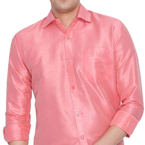 Mens Plain Pure Tussar Silk Shirt