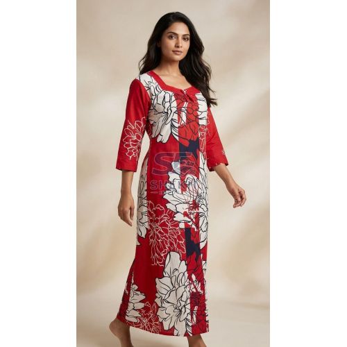 Ladies Relax Fit Printed Cotton Nighty