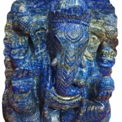 Gemstone Blue Sapphire Ganesh Statue