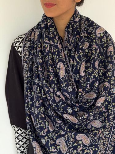 Navy Blue Printed Keffiyeh Scarf