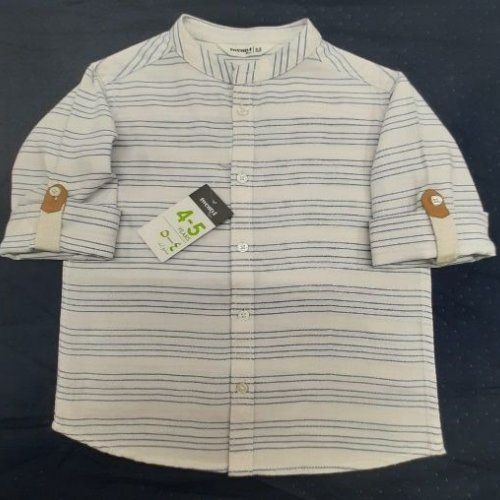 Boys Beige Cotton Striped Shirt