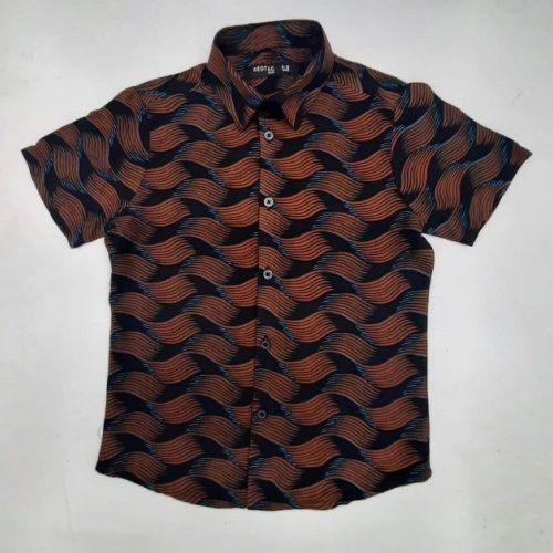 Boys Black Orange Cotton Printed Shirt