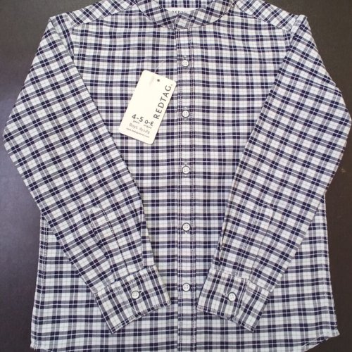 Boys Blue Check Cotton Shirt