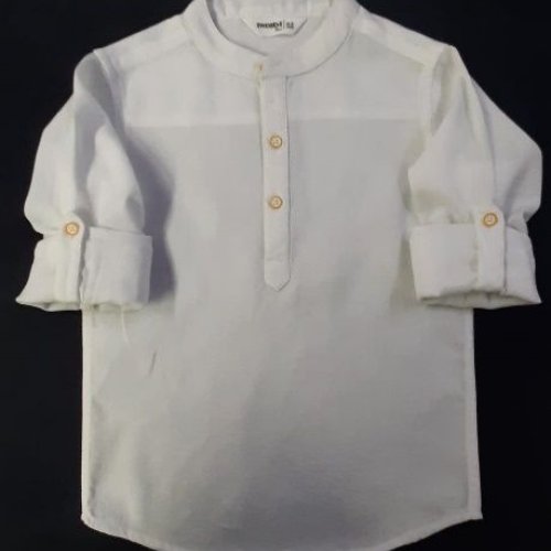 Boys Cream Casual Wear Cotton Kurta Shirt