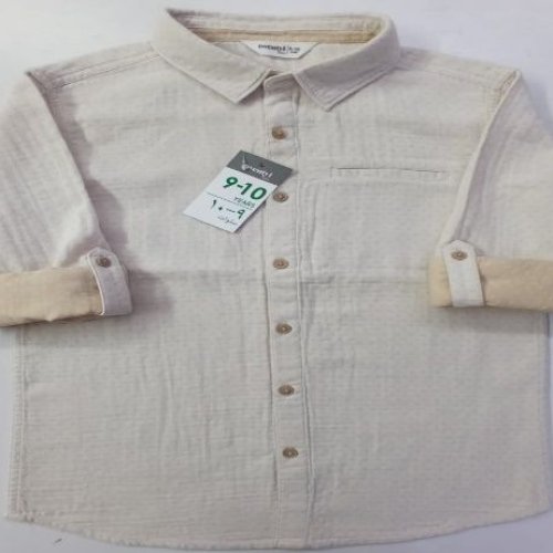 Boys Cream Soft Cotton Plain Shirt