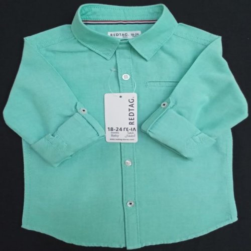 Boys Light Green Plain Cotton Shirt