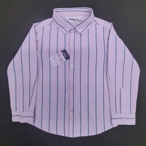 Boys Light Pink Cotton Striped Shirt