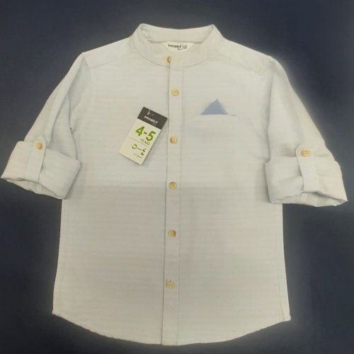 Boys Off White Cotton Kurta Shirt