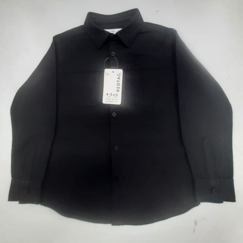 Boys Plain Black Cotton Shirt