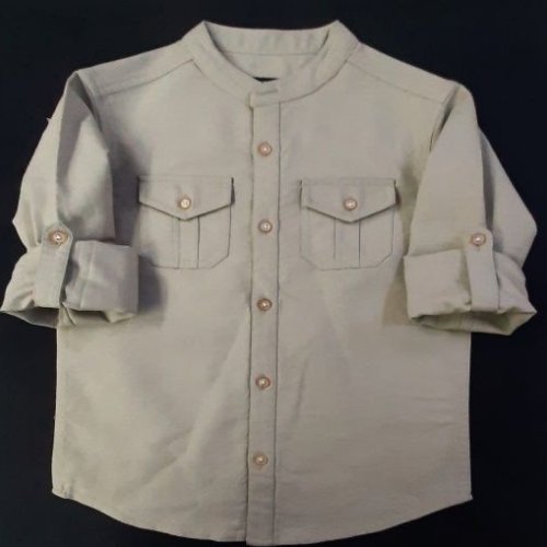 Boys Premium Grey Plain Cotton Shirt