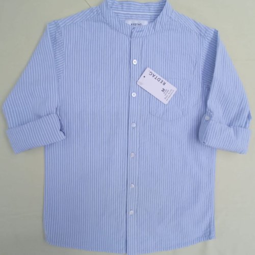 Boys Sky Blue Cotton Striped Shirt