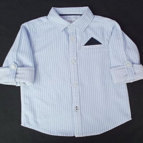 Boys Sky Blue Soft Cotton Striped Shirt