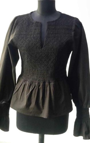 Casual Wear Black Cotton Tunic Top