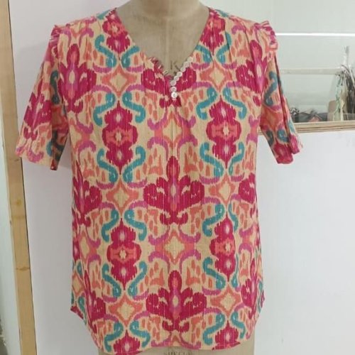 Casual Wear Ladies Multicolor Cotton Short Kurti