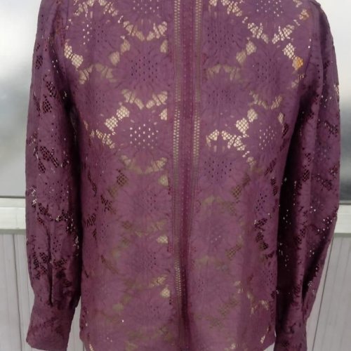 Elegant Maroon Long Sleeve Lace Overlay Top