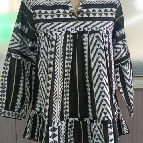 Ladies Black Printed Cotton Short Kurti