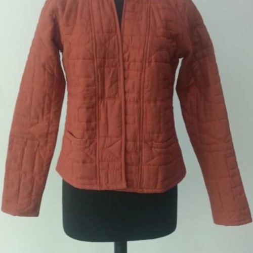 Ladies Brown Cotton Quilted Jacket