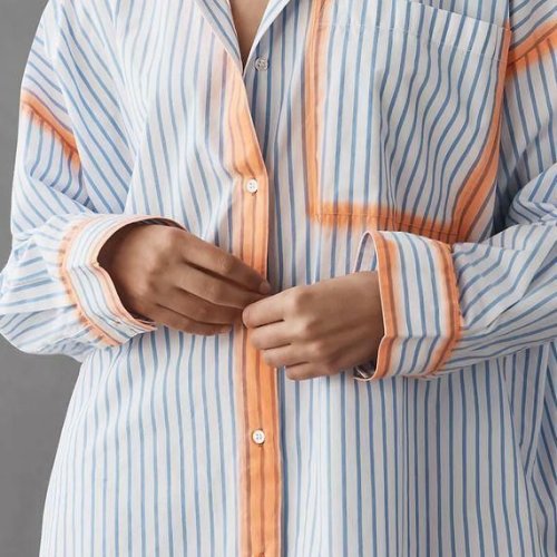 Ladies Cotton White Striped Oversized Shirt