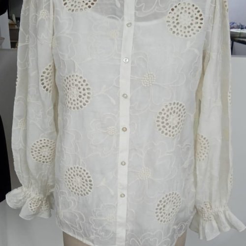 Ladies Designer White Net Top