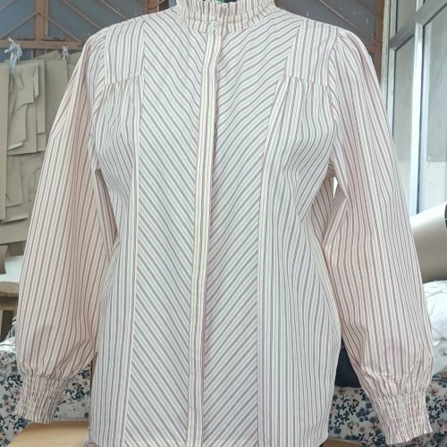 Ladies High Neck Cotton Strip Top