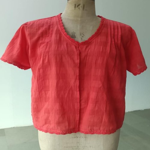 Ladies Orange Cotton V Neck Crop Top