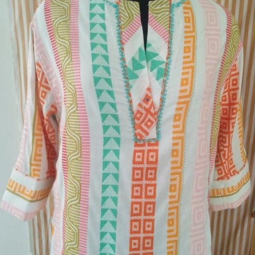 Ladies Printed Multicolor Cotton Short Kurti