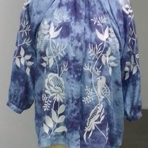 Ladies Round Neck Tie Dye Print Cotton Short Kurti