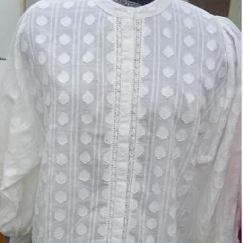 Ladies White Cotton Chikankari Top