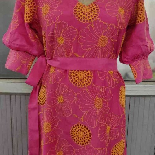 Party Wear V Neck Pink Cotton Printed Top