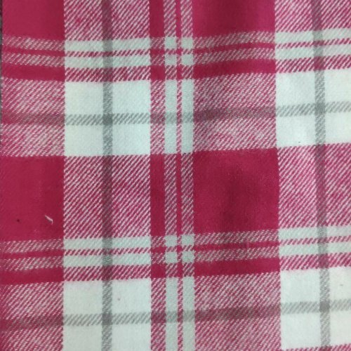 Pink Check Flannel Cotton Fabric