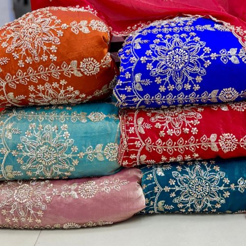 Fendy Silk Handwork Embroidery Fabric