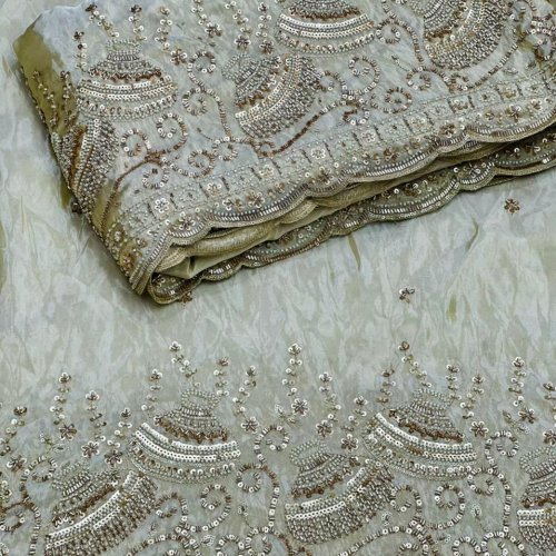 Pure Viscose Shimmer Dyeable Dana Handwork Embroidery Fabric
