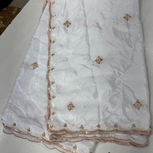 White Silk Pure Natural Crepe Dupatta