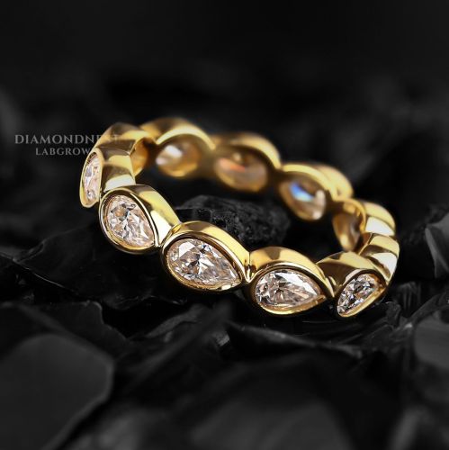 Pear Shaped Eternity Wedding Diamond Gold Ring
