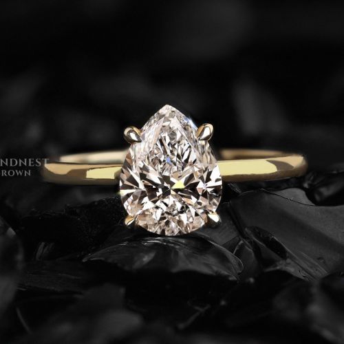 Pear Cut Solitaire Gold Diamond Engagement Ring