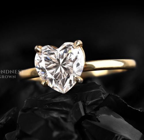 Heart Shaped Solitaire Gold Diamond Engagement Ring