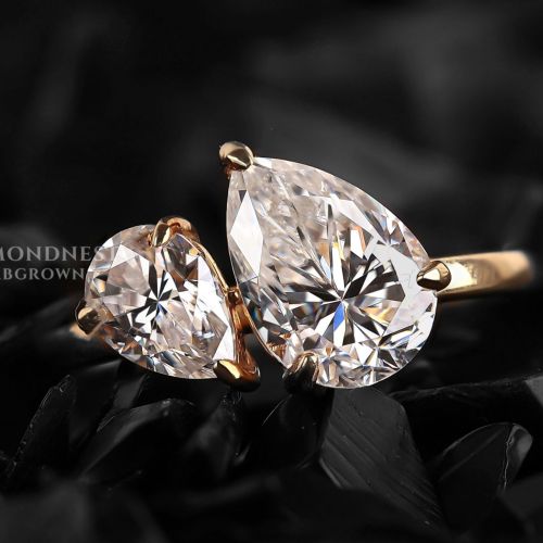 Double Pear Cut Two Stone Diamond Engagement Ring