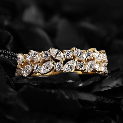 Marquise Diamond Round Diamond Gold Ring