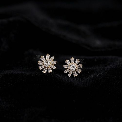 Sunburst Lab Grown Diamond Stud Earrings