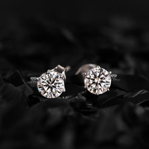 Round Cut Lab Grown Diamond Stud Earrings