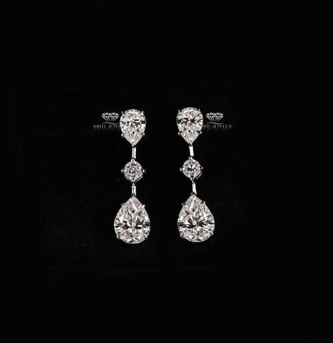 Pear Cut Lab Grown Diamond Drop Earrings