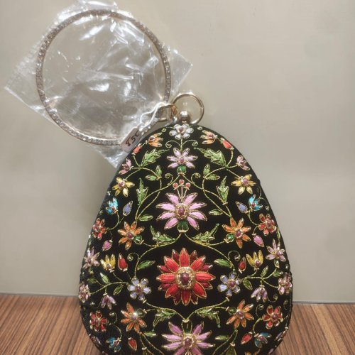 Drop Shape Embroidered Clutch Bag
