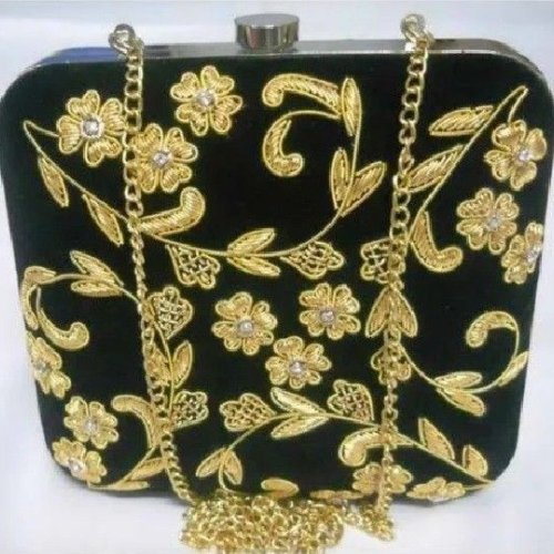 Semi Precious Stone Embroidered Clutch Bag
