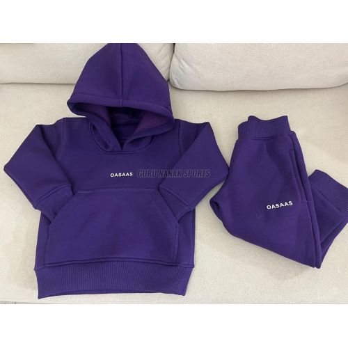 Purple Solid Men Hoodie with Track Pant
