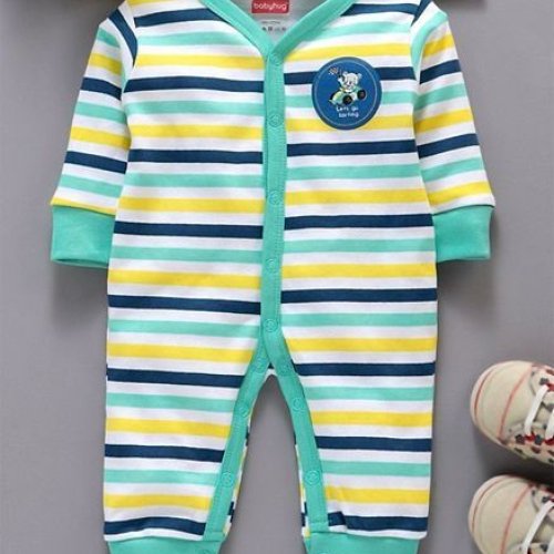 Green Striped Baby Romper