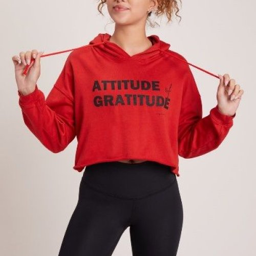 Red Women Crop Hoodie