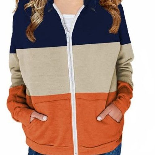Women Long Sleeve Zip-Up Hoodie Jacket