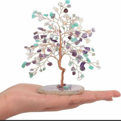 Amethyst Aventurine Crystal Tree with Chalcedony Base