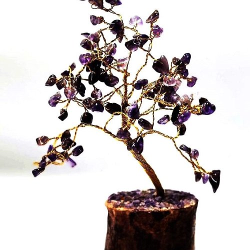 Amethyst Crystal Tree with Wooden Base